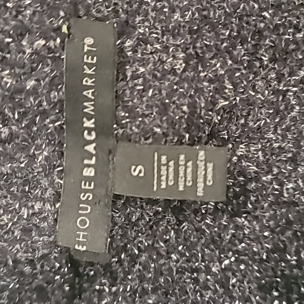 White House Black Market Metallic Thread Cowl Neck Sweater Black Silver Small - Picture 9 of 14